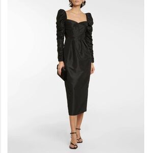 Self-Portrait Lace-paneled Taffeta Midi Dress